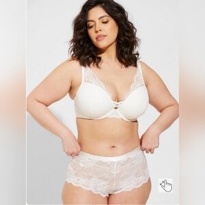 Ivory Floral Lace Mid-Rise Cheeky Mini Lattice Back Panty